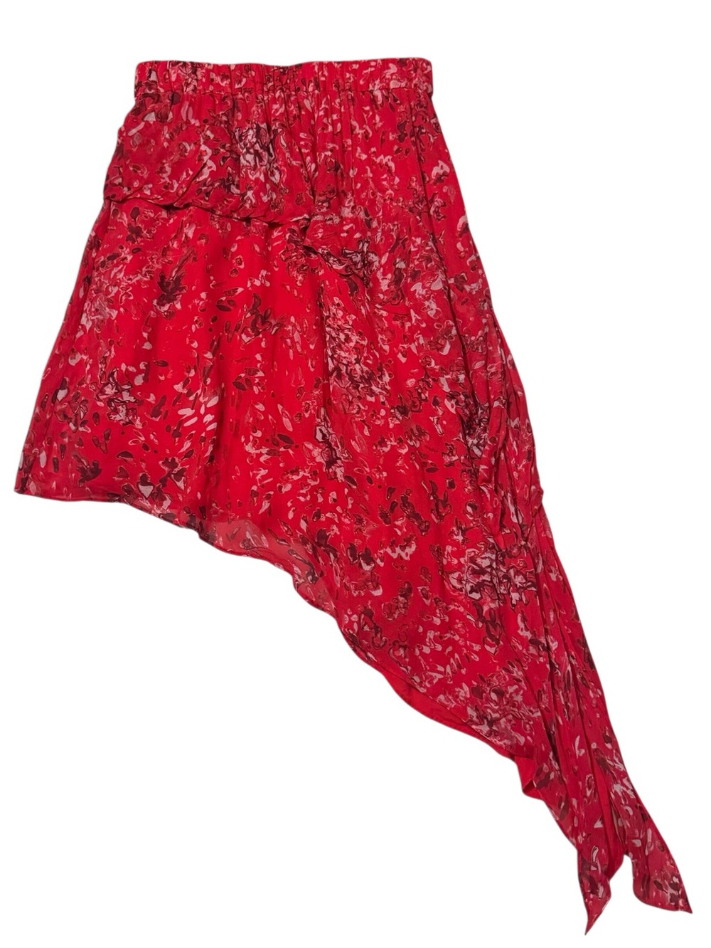 IRO Size 34 X-Small Red Floral Asymmetrical Georgette Skirt Boho Designer